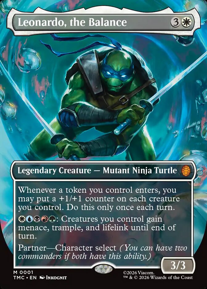 Leonardo the Balance 0001 Borderless 1 (Commander: Teenage Mutant Ninja Turtles)  | Good Games Cannington