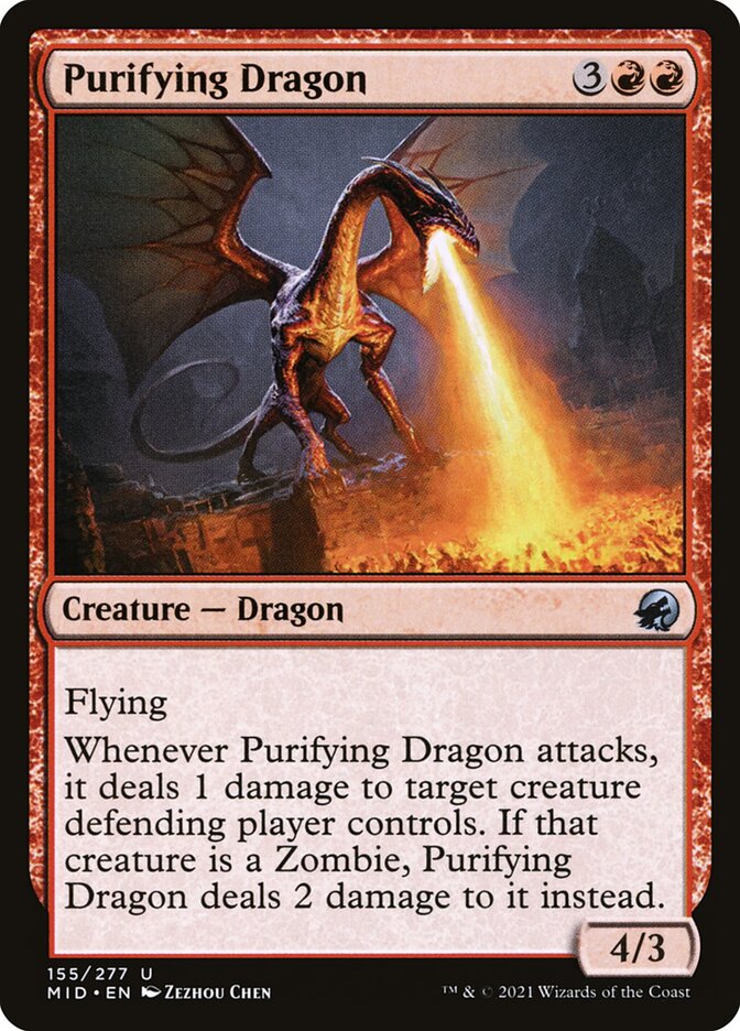Purifying Dragon 155 (Innistrad: Midnight Hunt)  - Foil | Good Games Cannington