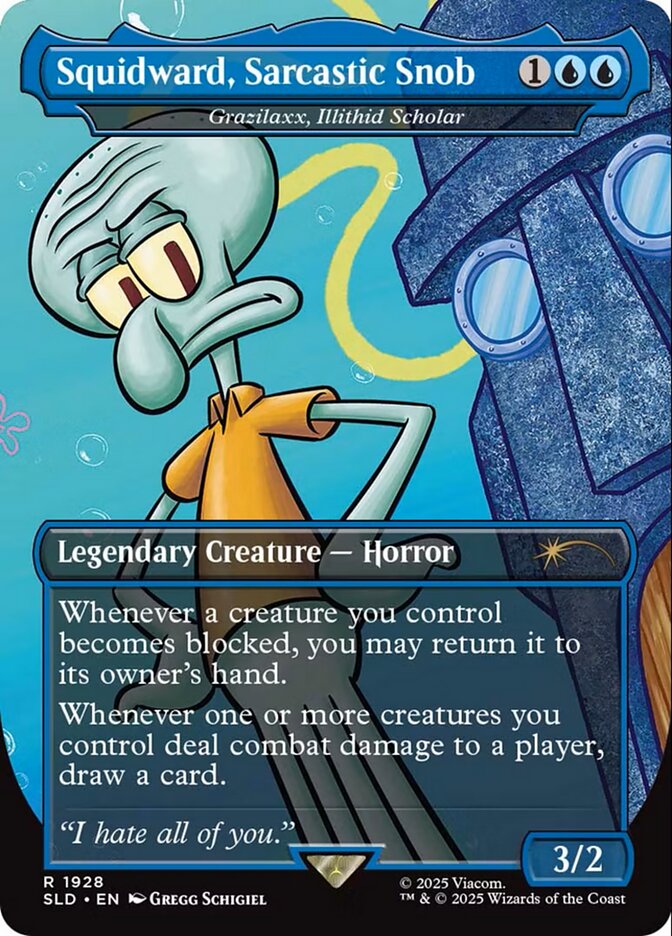 Squidward, Sarcastic Snob // Grazilaxx, Illithid Scholar 1928 (Secret Lair Drop Series)  - Borderless | Good Games Cannington