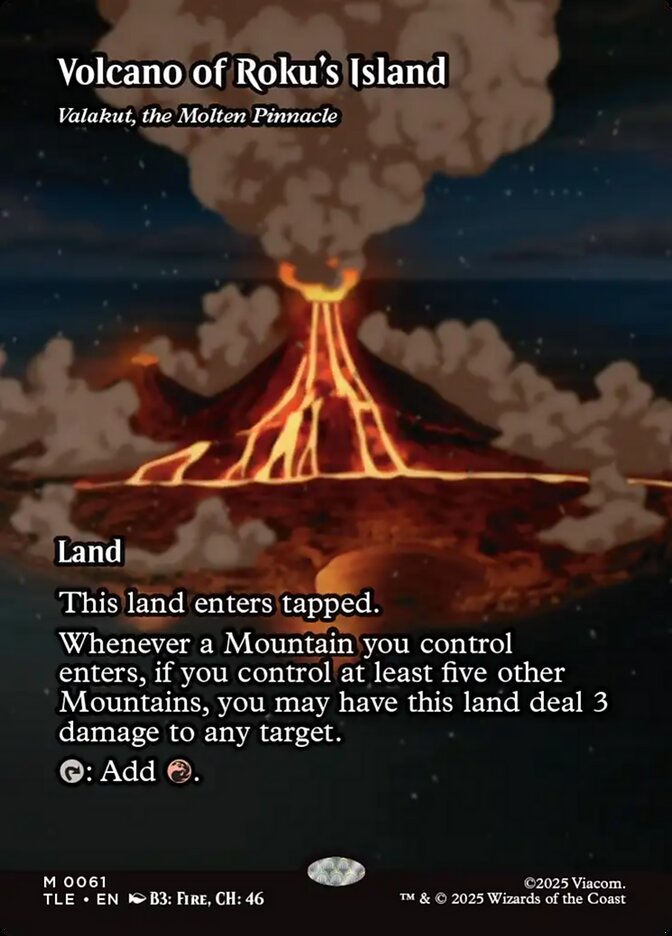 Volcano of Roku's Island - Valakut, the Molten Pinnacle 61 (Avatar: The Last Airbender: Eternal-Legal)  - Borderless Foil | Good Games Cannington