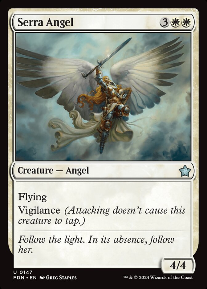 Serra Angel 147 (Foundations)  - Foil | Good Games Cannington