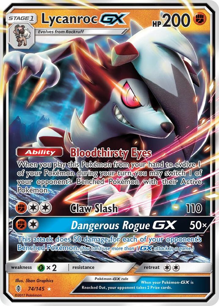 Lycanroc GX 74/145 (SM - Guardians Rising)  - Holofoil | Good Games Cannington