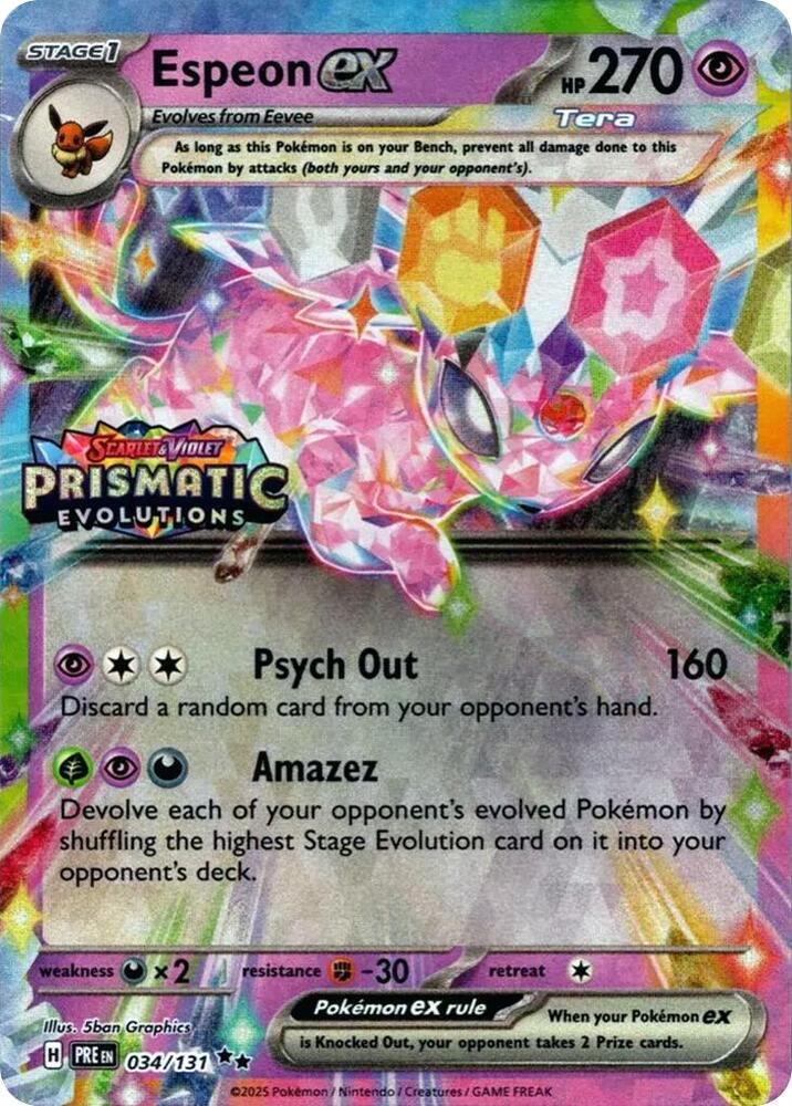 Espeon ex Prismatic Evolutions Stamp 034/131 (Miscellaneous Cards & Products)  - Holofoil | Good Games Cannington