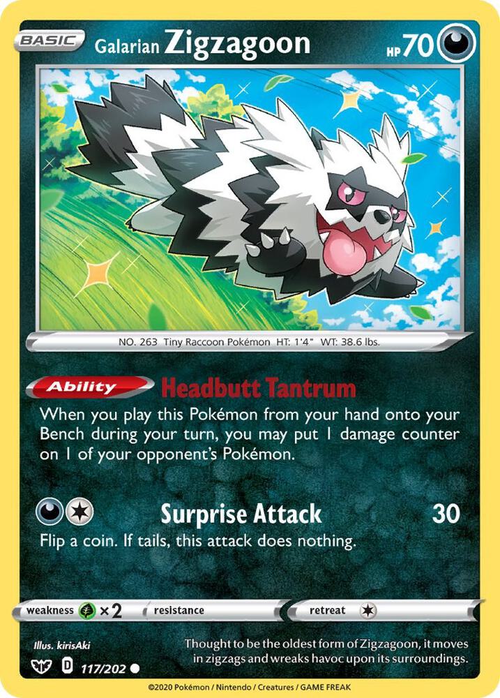 Galarian Zigzagoon 117/202 (SWSH01: Sword & Shield Base Set)  | Good Games Cannington