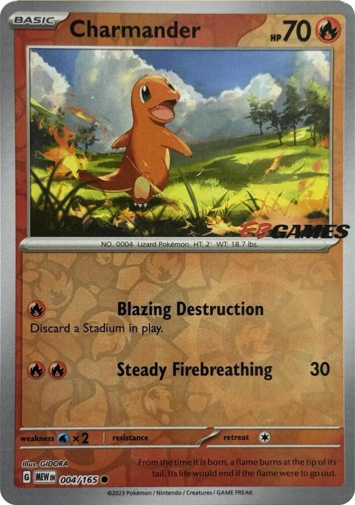 Charmander EB Games Exclusive 004/165 (Miscellaneous Cards & Products)  - Reverse Holofoil | Good Games Cannington