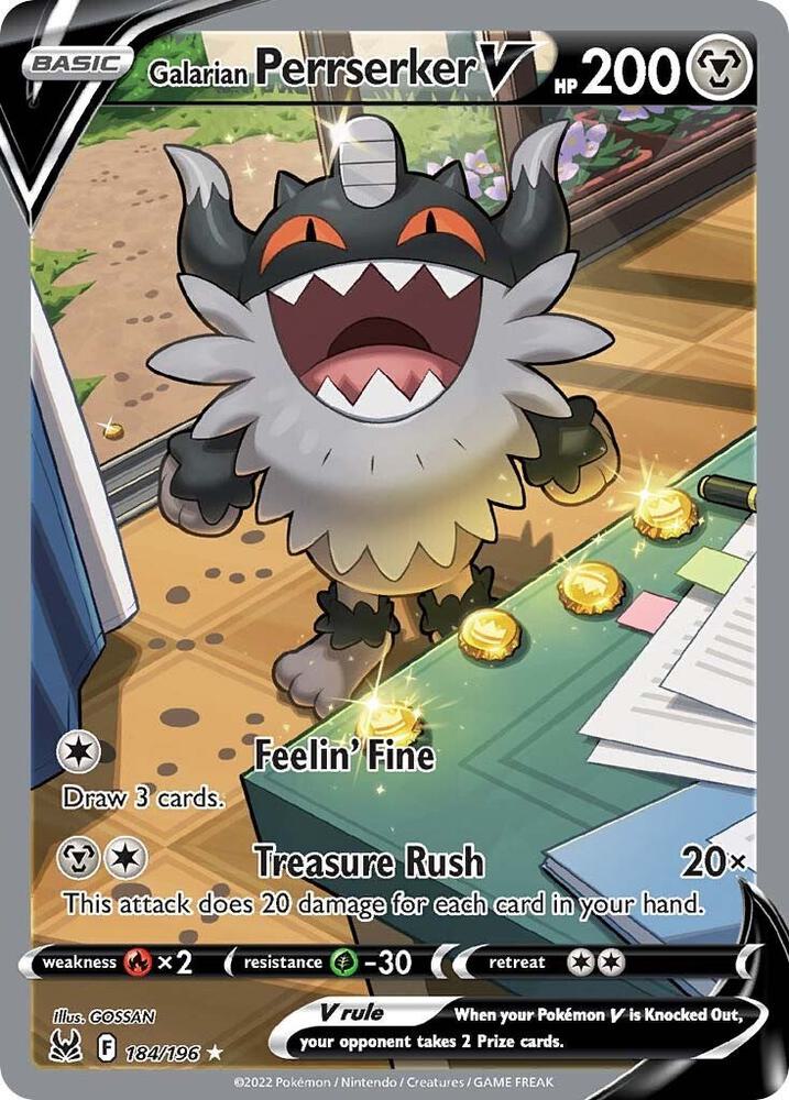 Galarian Perrserker V 184/196 (SWSH11: Lost Origin)  - Holofoil | Good Games Cannington
