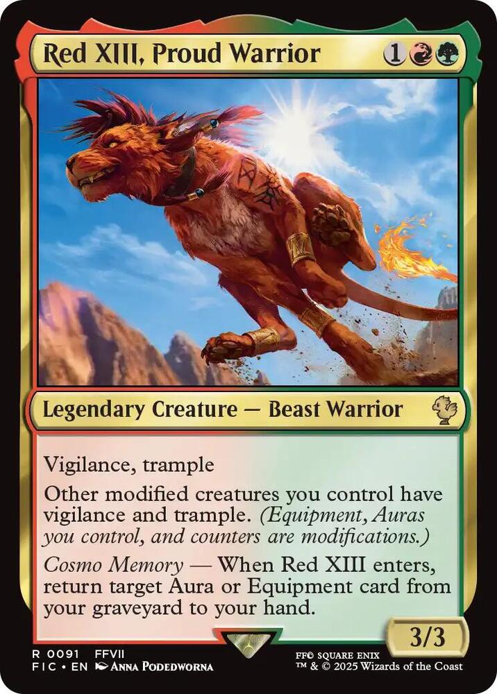 Red XIII, Proud Warrior 91 (Commander: FINAL FANTASY)  - Surge Foil | Good Games Cannington