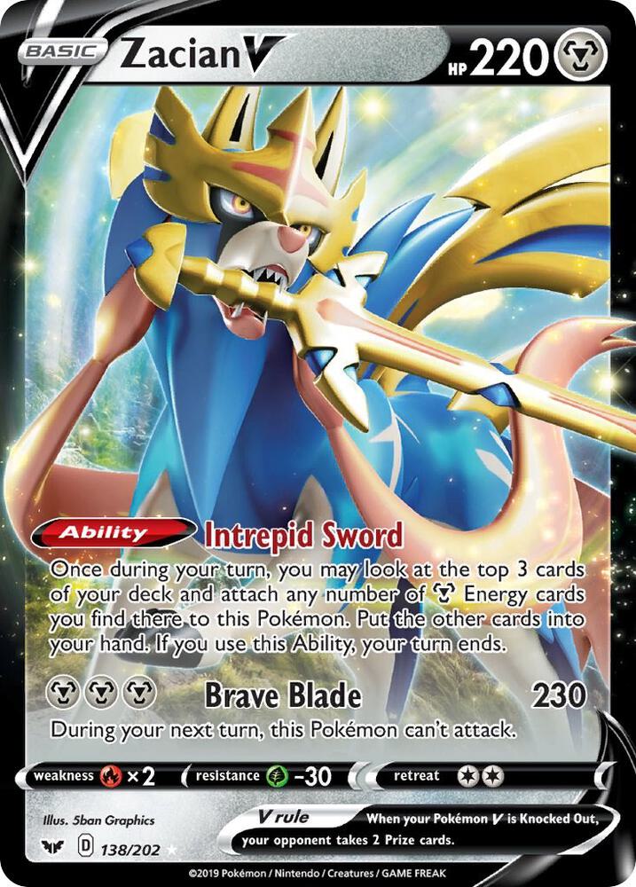 Zacian V 138/202 (SWSH01: Sword & Shield Base Set)  - Holofoil | Good Games Cannington