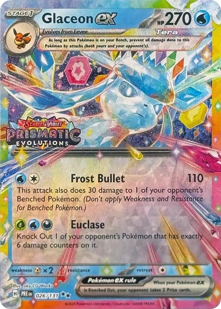 Glaceon ex 026 131 Prismatic Evolutions Stamp 026/131 (Miscellaneous Cards & Products)  - Holofoil | Good Games Cannington