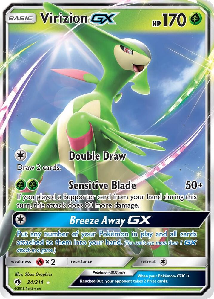 Virizion GX 34/214 (SM - Lost Thunder)  - Holofoil | Good Games Cannington