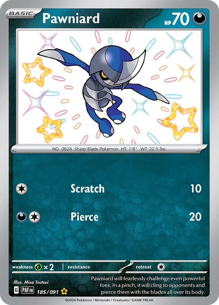 Pawniard 185/091 (SV: Paldean Fates)  - Holofoil | Good Games Cannington