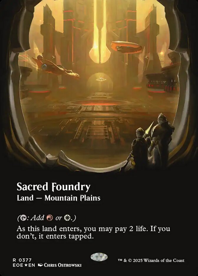 Sacred Foundry 377 (Edge of Eternities)  - Borderless Galaxy Foil | Good Games Cannington