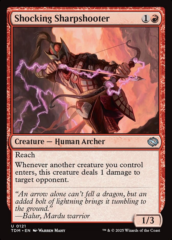 Shocking Sharpshooter 121 (Tarkir: Dragonstorm)  - Foil | Good Games Cannington