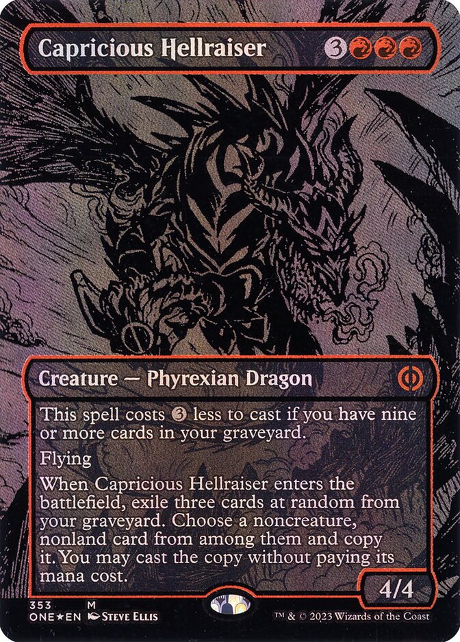Capricious Hellraiser 353 (Phyrexia: All Will Be One)  - Oil Slick Foil | Good Games Cannington