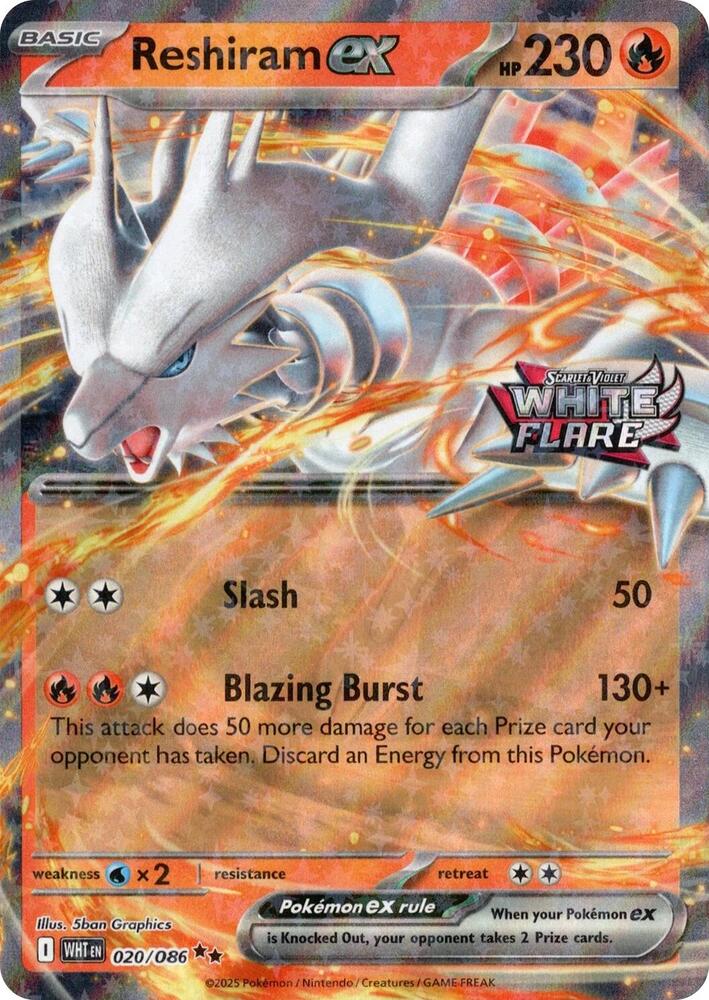 Reshiram ex White Flare Stamped 020/086 (Miscellaneous Cards & Products)  - Holofoil | Good Games Cannington