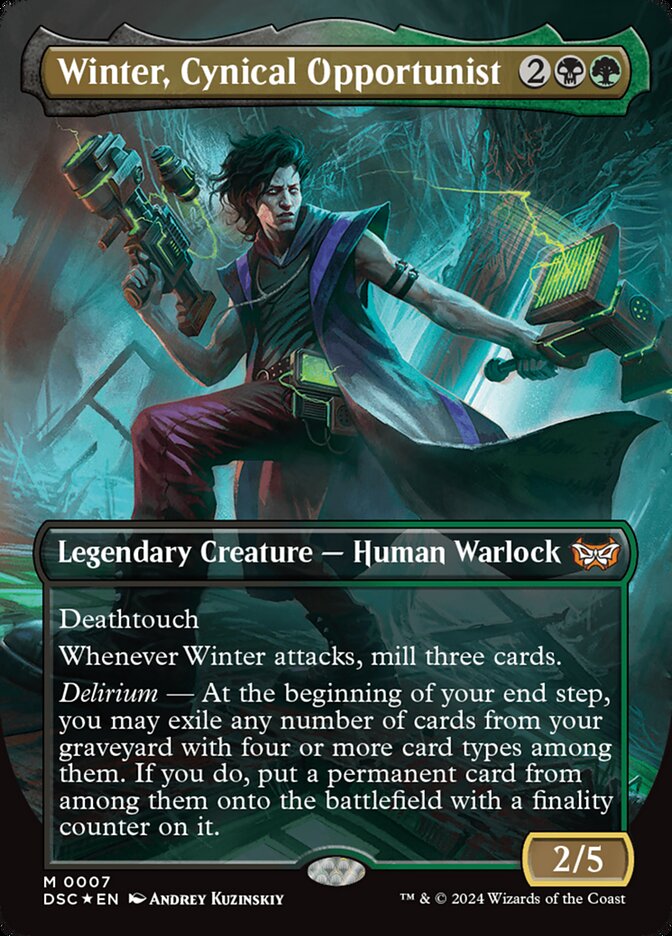 Winter, Cynical Opportunist 7/40 (Commander: Duskmourn: House of Horror)  - Borderless Foil | Good Games Cannington