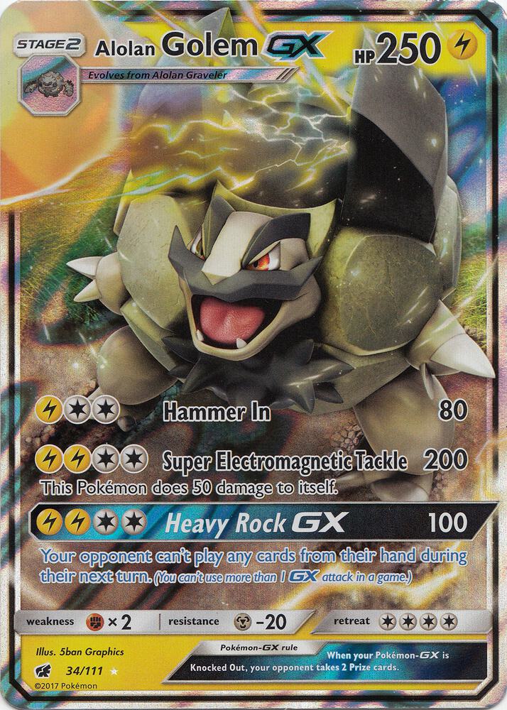 Alolan Golem GX 34/111 (SM - Crimson Invasion)  - Holofoil | Good Games Cannington