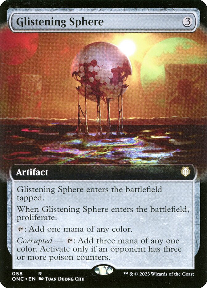 Glistening Sphere 58/28 (Commander: Phyrexia: All Will Be One)  - Extended Art | Good Games Cannington