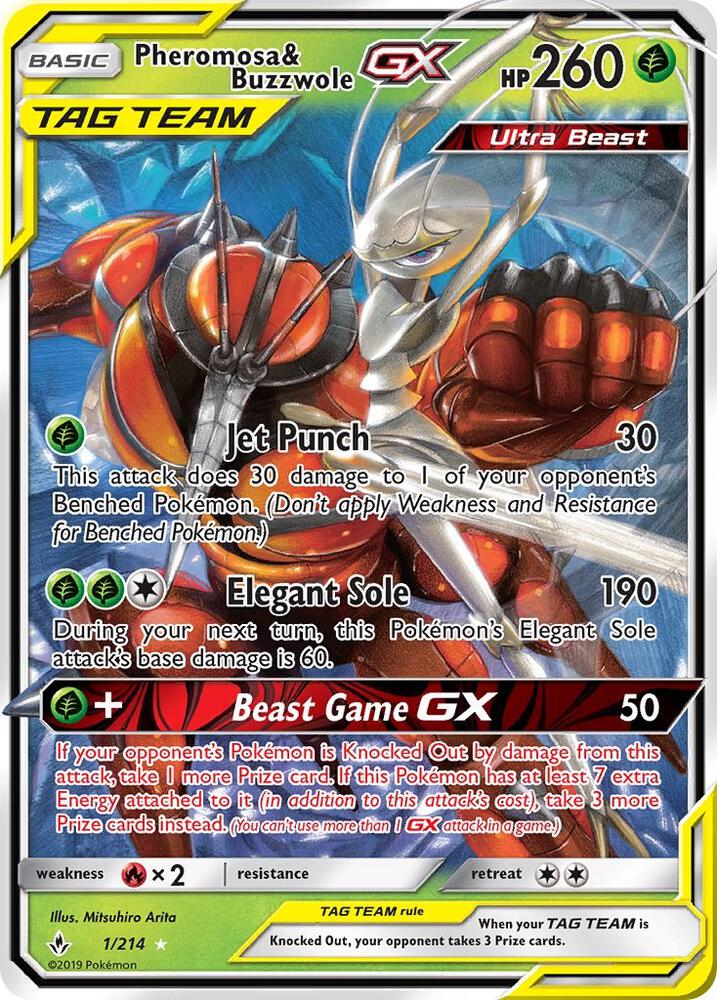 Pheromosa & Buzzwole GX 1/214 (SM - Unbroken Bonds)  - Holofoil | Good Games Cannington