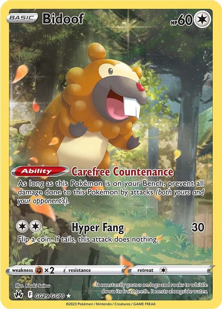 Bidoof GG29/GG70 (Crown Zenith: Galarian Gallery)  - Holofoil | Good Games Cannington