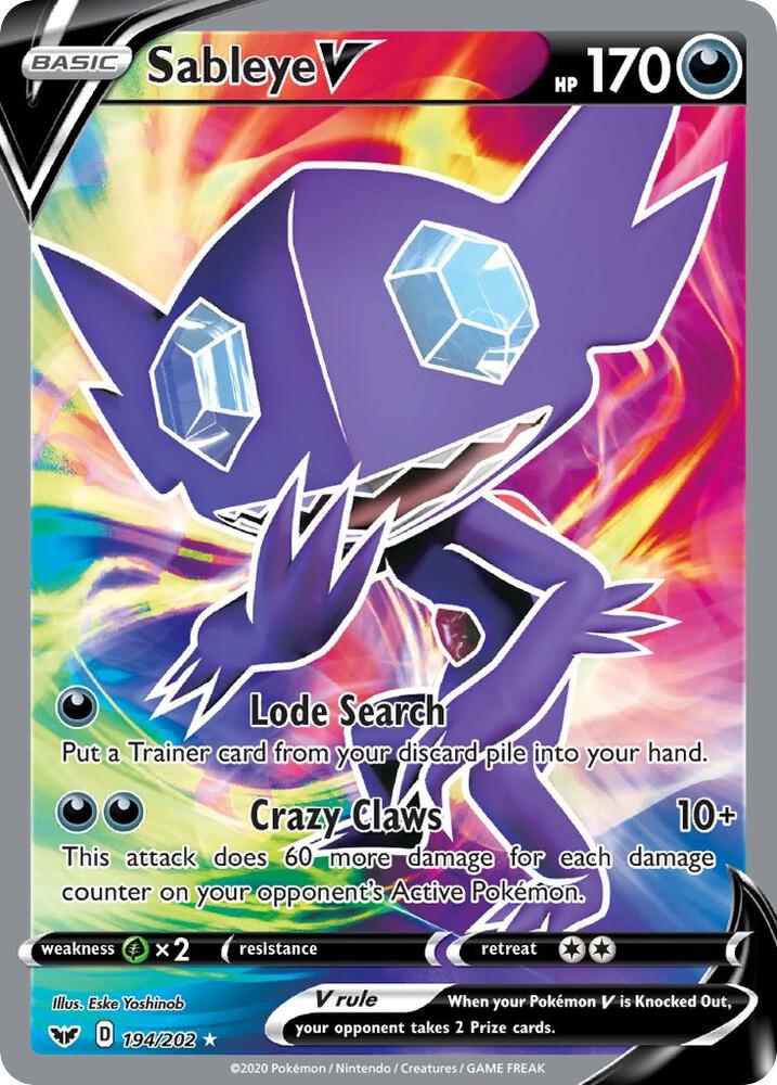Sableye V 194/202 (SWSH01: Sword & Shield Base Set)  - Holofoil | Good Games Cannington