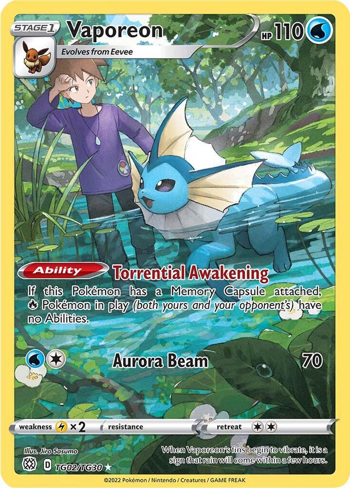 Vaporeon TG02/TG30 (SWSH09: Brilliant Stars Trainer Gallery)  - Holofoil | Good Games Cannington