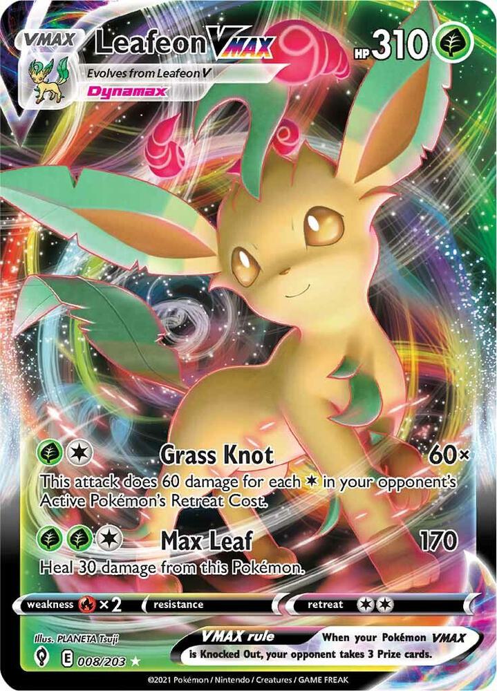 Leafeon VMAX 008/203 (SWSH07: Evolving Skies)  - Holofoil | Good Games Cannington