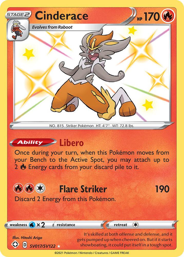 Cinderace SV017/SV122 (Shining Fates: Shiny Vault)  - Holofoil | Good Games Cannington
