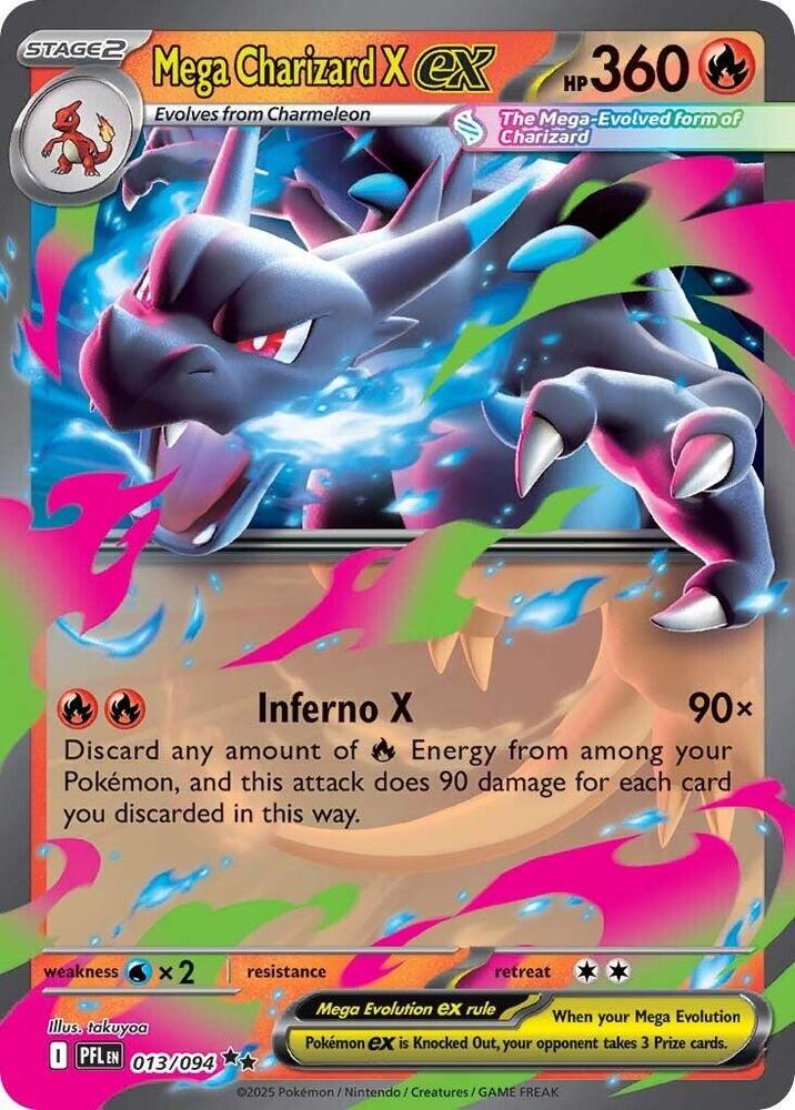 Mega Charizard X ex 013 094 (ME02: Phantasmal Flames)  - Holofoil | Good Games Cannington
