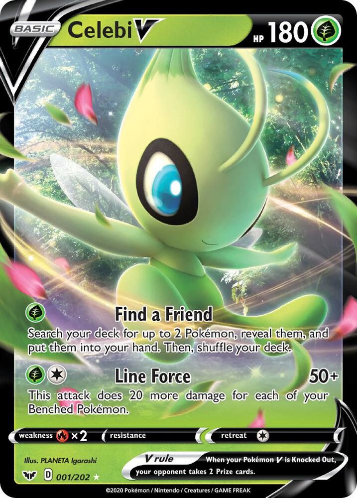Celebi V 001/202 (SWSH01: Sword & Shield Base Set)  - Holofoil | Good Games Cannington