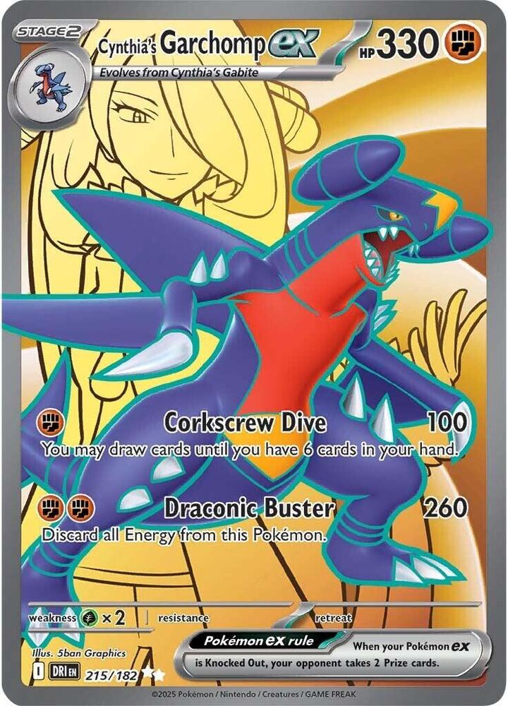 Cynthia's Garchomp ex 215/182 (SV10: Destined Rivals)  - Holofoil | Good Games Cannington