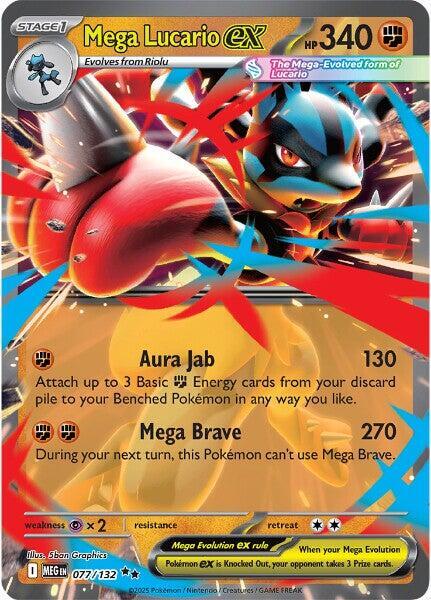 Mega Lucario ex 077/132 (ME01: Mega Evolution)  - Holofoil | Good Games Cannington