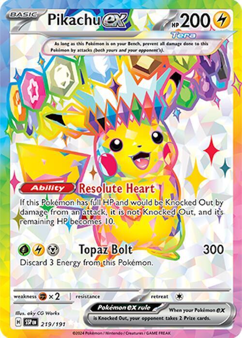 Pikachu ex 219/191 (SV08: Surging Sparks)  - Holofoil | Good Games Cannington