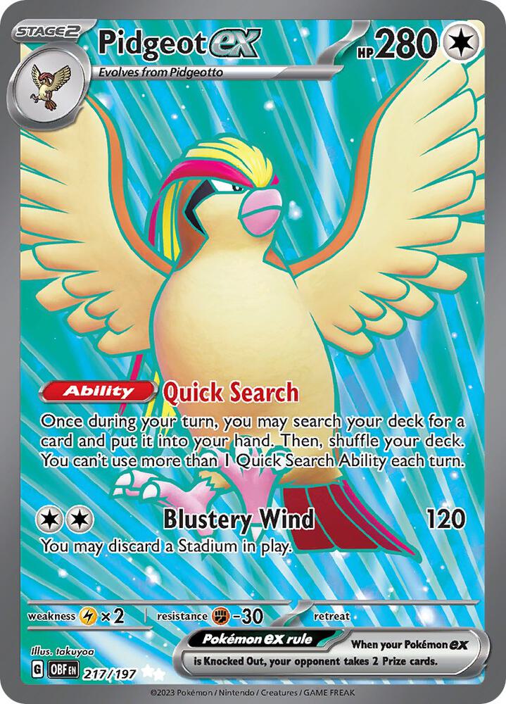 Pidgeot ex 217 197 (SV03: Obsidian Flames)  - Holofoil | Good Games Cannington