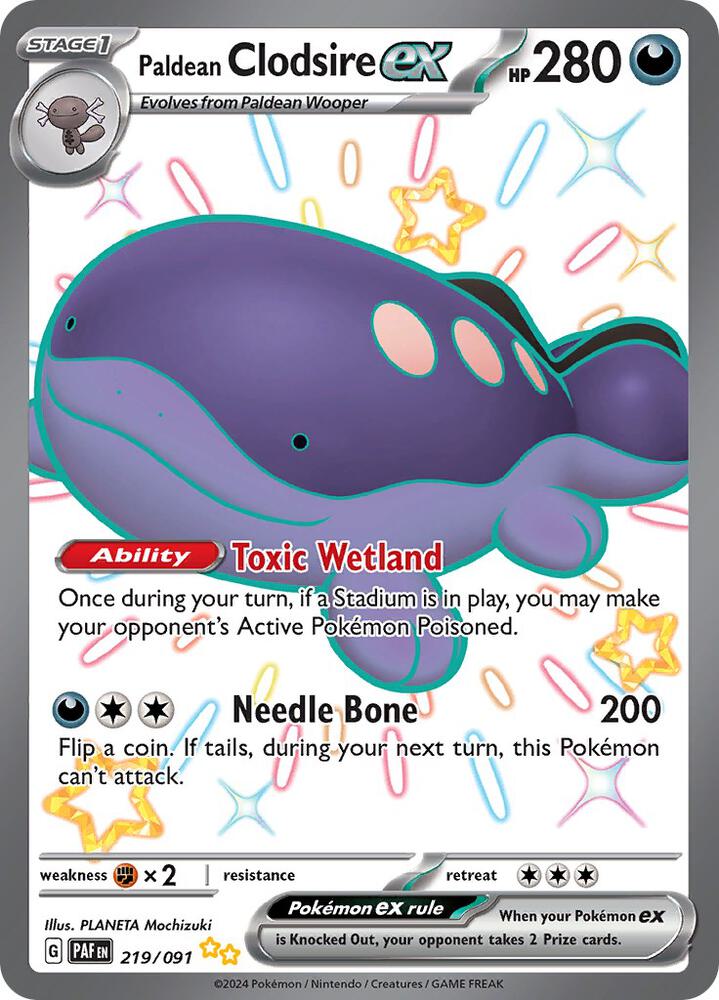 Paldean Clodsire ex 219 091 219/091 (SV: Paldean Fates)  - Holofoil | Good Games Cannington
