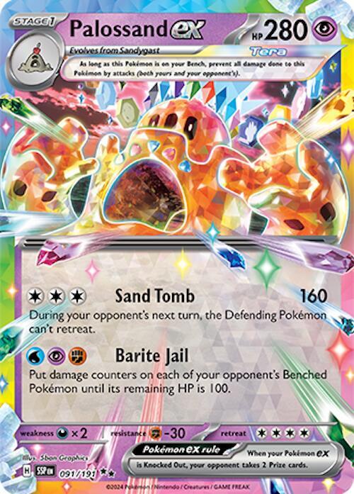 Palossand ex 091/191 (SV08: Surging Sparks)  - Holofoil | Good Games Cannington