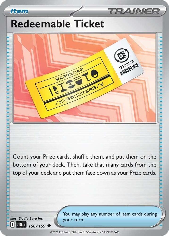 Redeemable Ticket 156/159 (SV09: Journey Together)  | Good Games Cannington