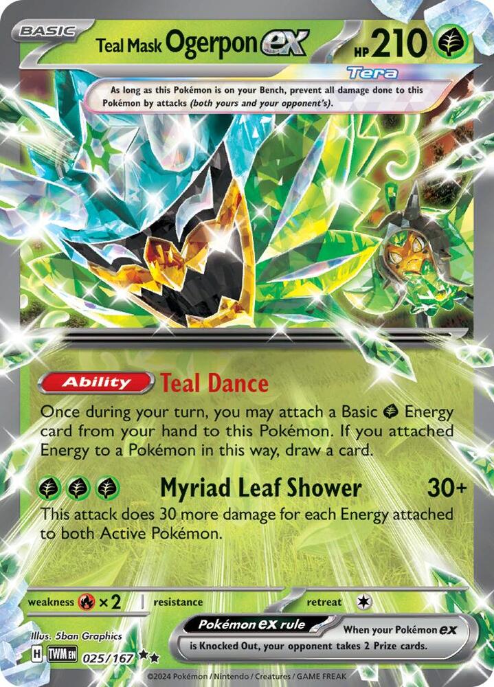 Teal Mask Ogerpon ex 025 167 (SV06: Twilight Masquerade)  - Holofoil | Good Games Cannington