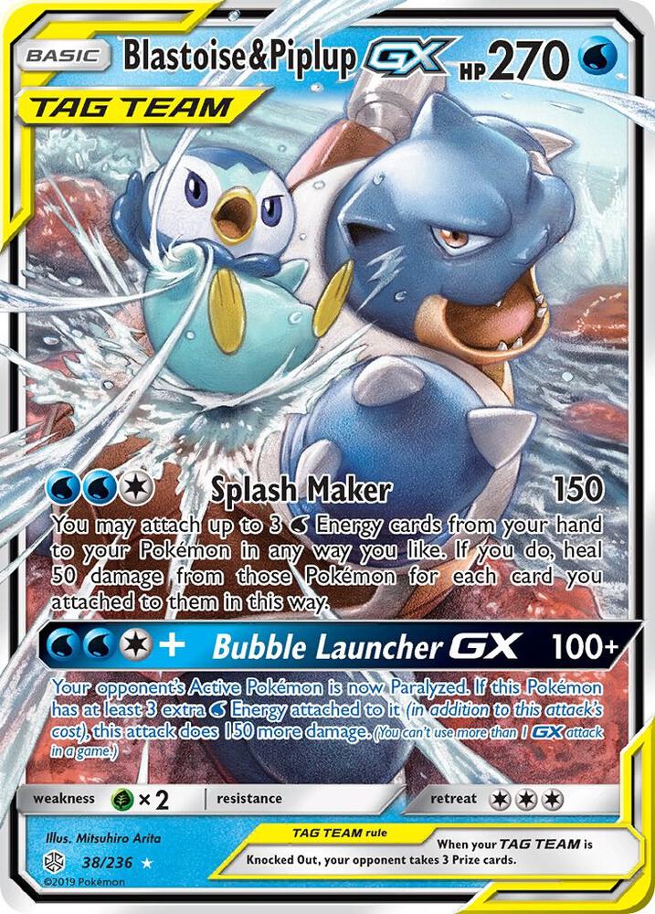 Blastoise and Piplup GX 038/236 (SM - Cosmic Eclipse)  - Holofoil | Good Games Cannington