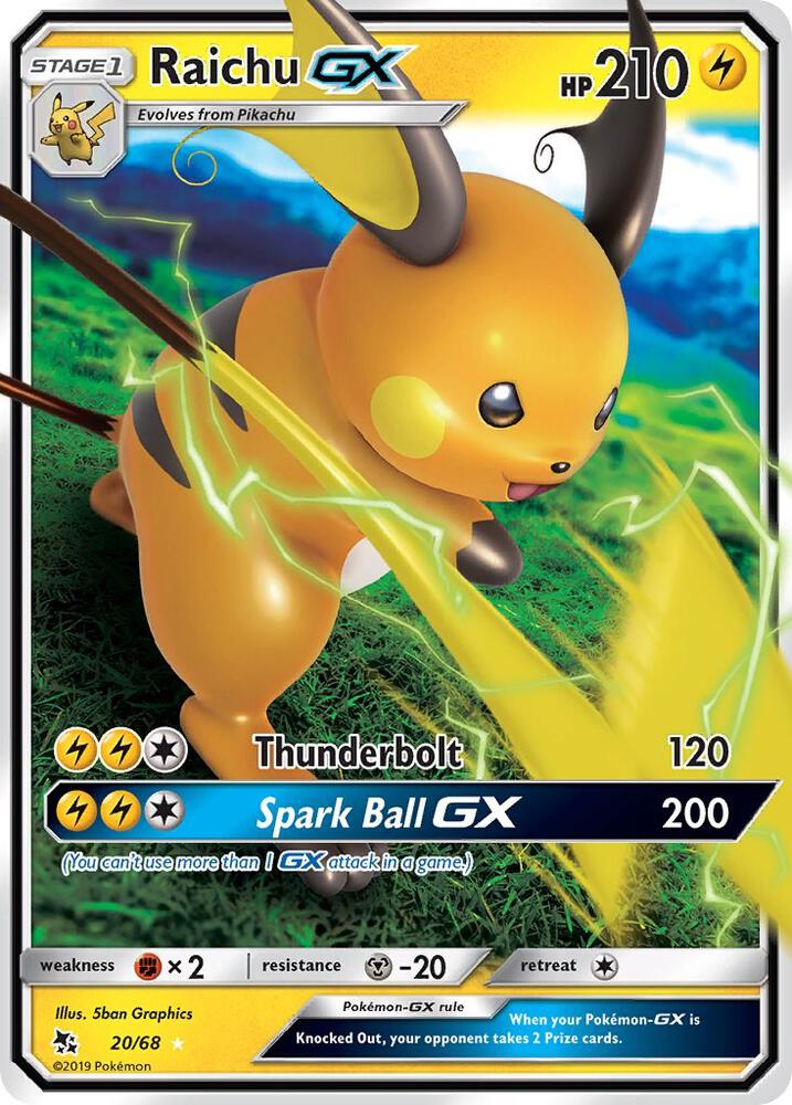 Raichu GX 20/68 (Hidden Fates)  - Holofoil | Good Games Cannington