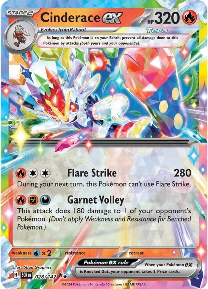 Cinderace ex 028/142 (SV07: Stellar Crown)  - Holofoil | Good Games Cannington
