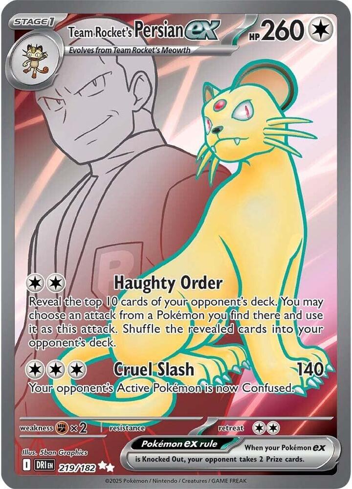 Team Rocket's Persian ex 219/182 (SV10: Destined Rivals)  - Holofoil | Good Games Cannington