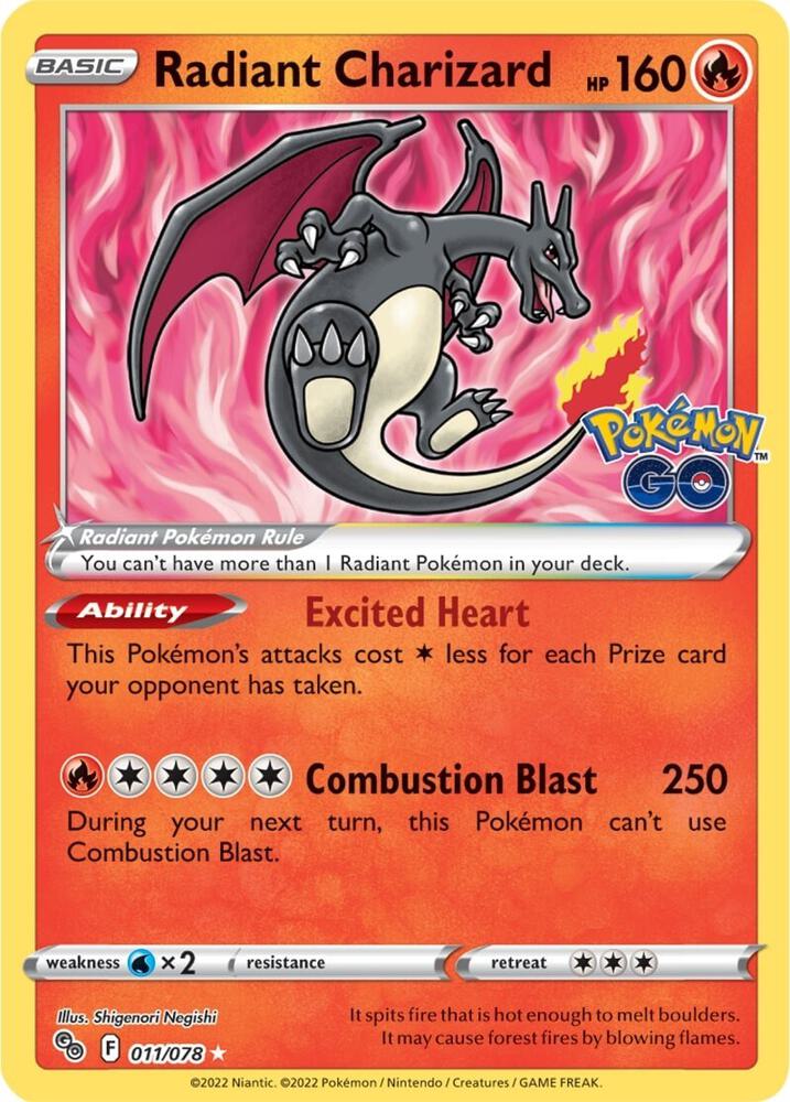 Radiant Charizard 011/078 (Pokemon GO)  - Holofoil | Good Games Cannington