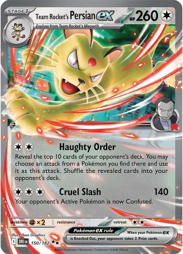 Team Rockets Persian ex 150 182 (SV10: Destined Rivals)  - Holofoil | Good Games Cannington