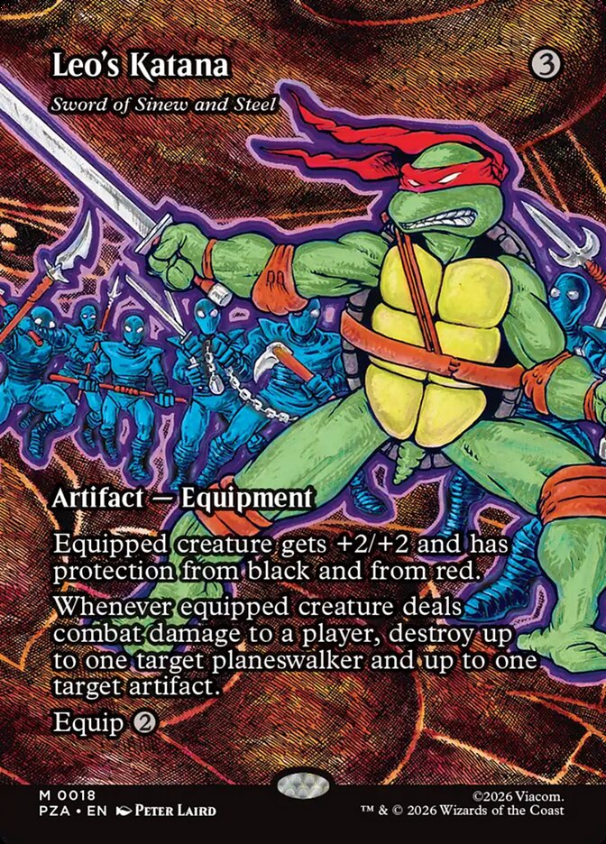 Leo's Katana Sword of Sinew and Steel 18 (Teenage Mutant Ninja Turtles Source Material)  - Borderless Foil | Good Games Cannington