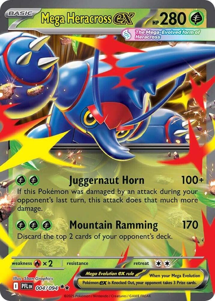 Mega Heracross ex 004 094 (ME02: Phantasmal Flames)  - Holofoil | Good Games Cannington