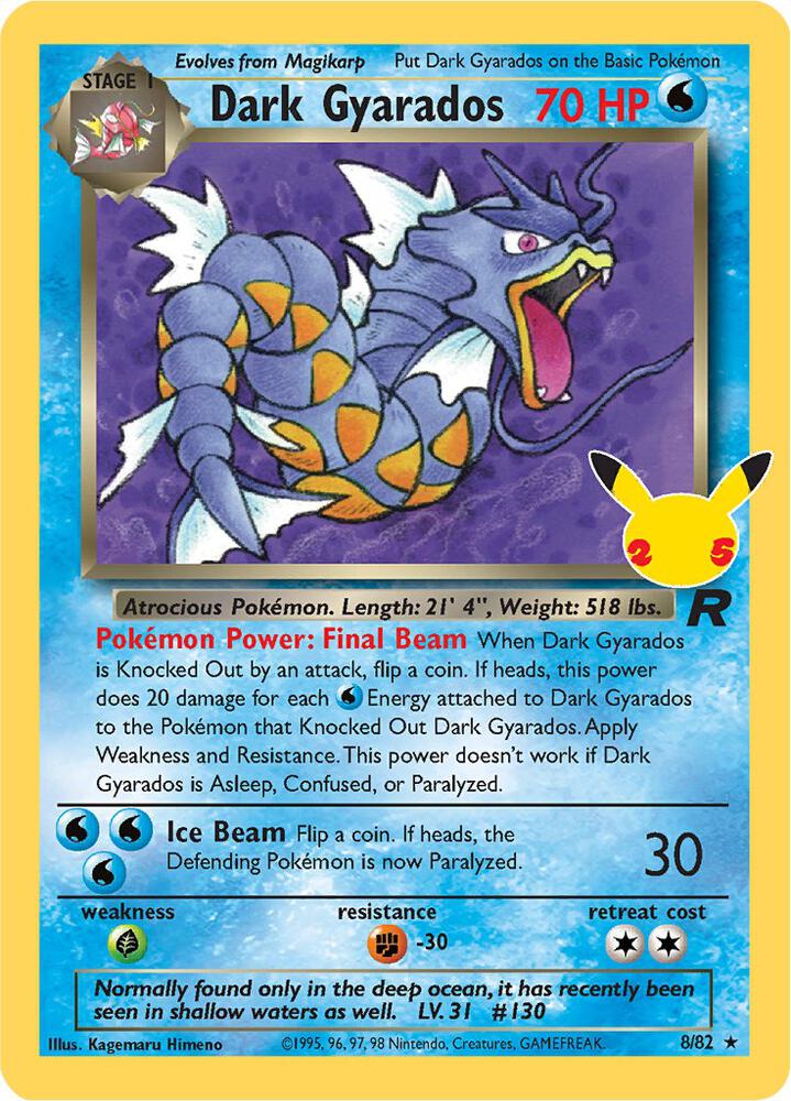 Dark Gyarados 8/82 (Celebrations: Classic Collection)  - Holofoil | Good Games Cannington