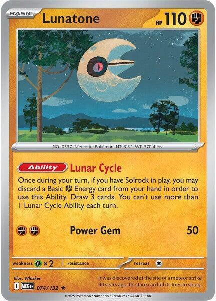 Lunatone 074/132 (ME01: Mega Evolution)  - Holofoil | Good Games Cannington