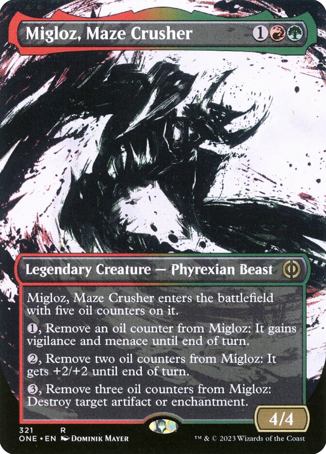 Migloz, Maze Crusher 321 (Phyrexia: All Will Be One)  - Borderless Foil | Good Games Cannington