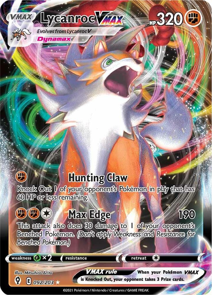 Lycanroc VMAX 092/203 (SWSH07: Evolving Skies)  - Holofoil | Good Games Cannington